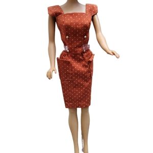 Vintage Barbie Red Polka Dot 1960's Sheath Dress Tagged Authentic Mattel
